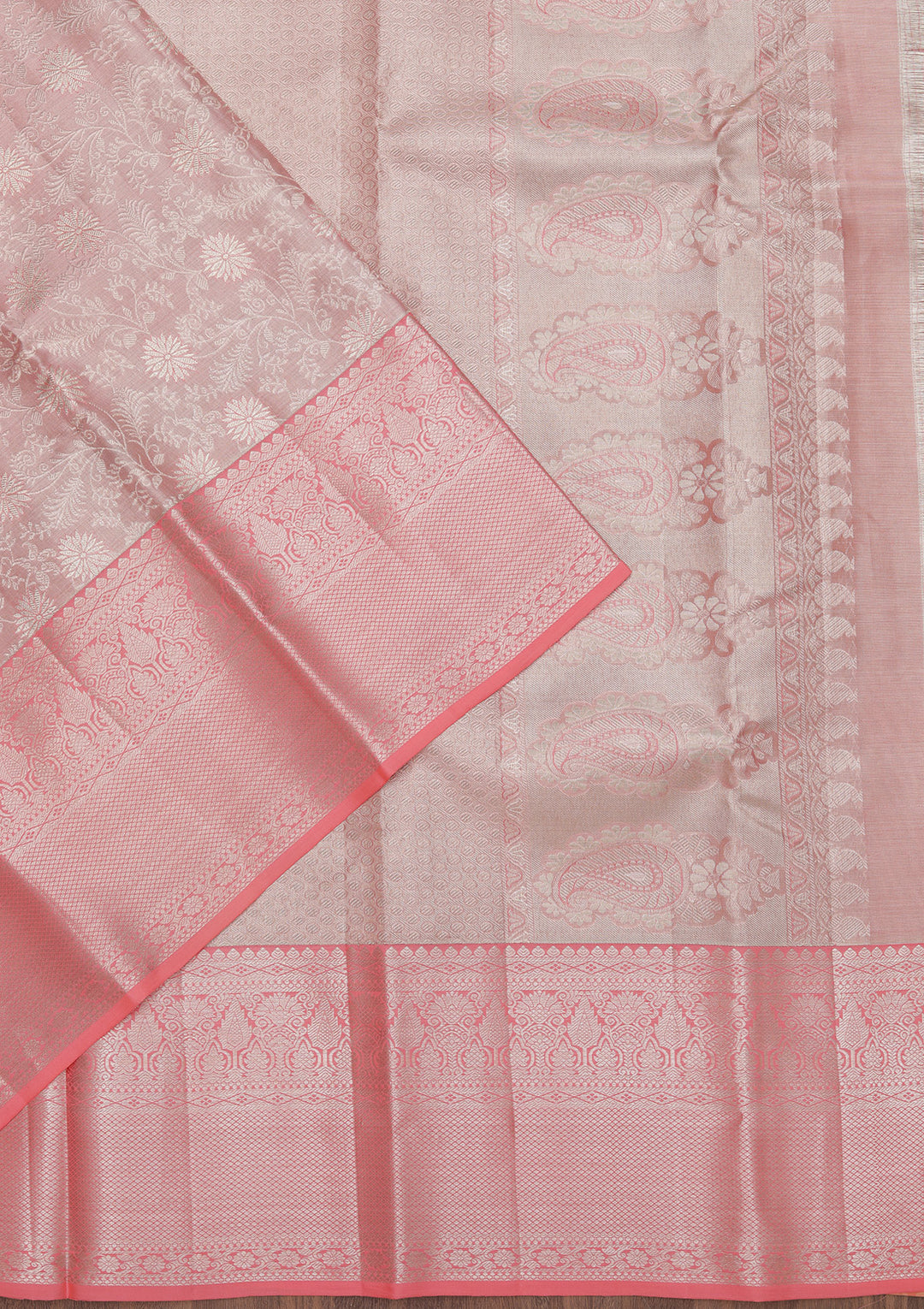 Peach Zariwork Kanjivaram Pure Silk Saree