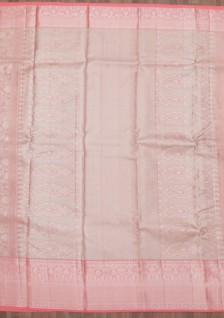 Peach Zariwork Kanjivaram Pure Silk Saree