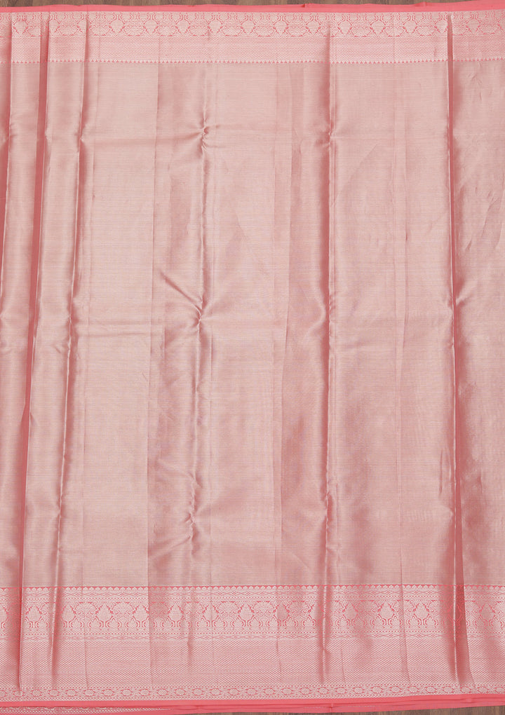 Peach Zariwork Kanjivaram Pure Silk Saree