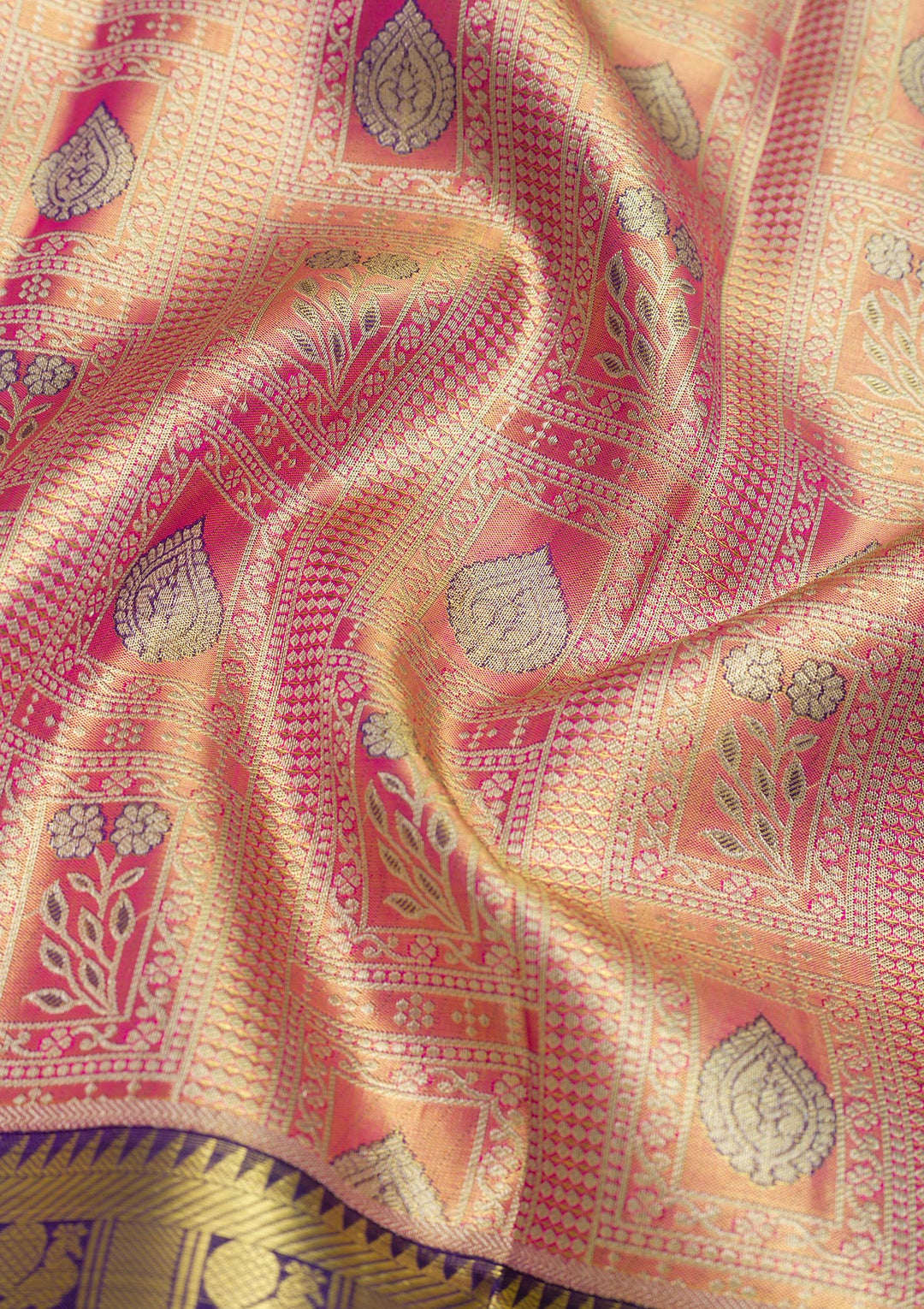Peach Zariwork Pure Silk Saree