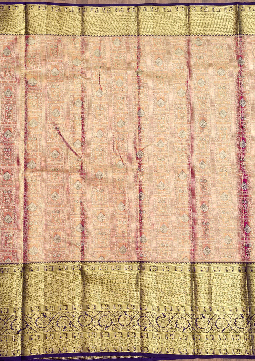 Peach Zariwork Pure Silk Saree