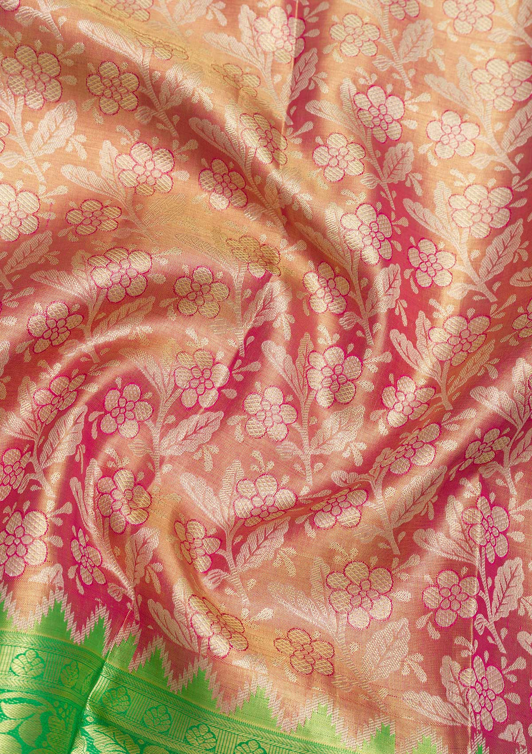 Peach Zariwork Kanjivaram Pure Silk Saree
