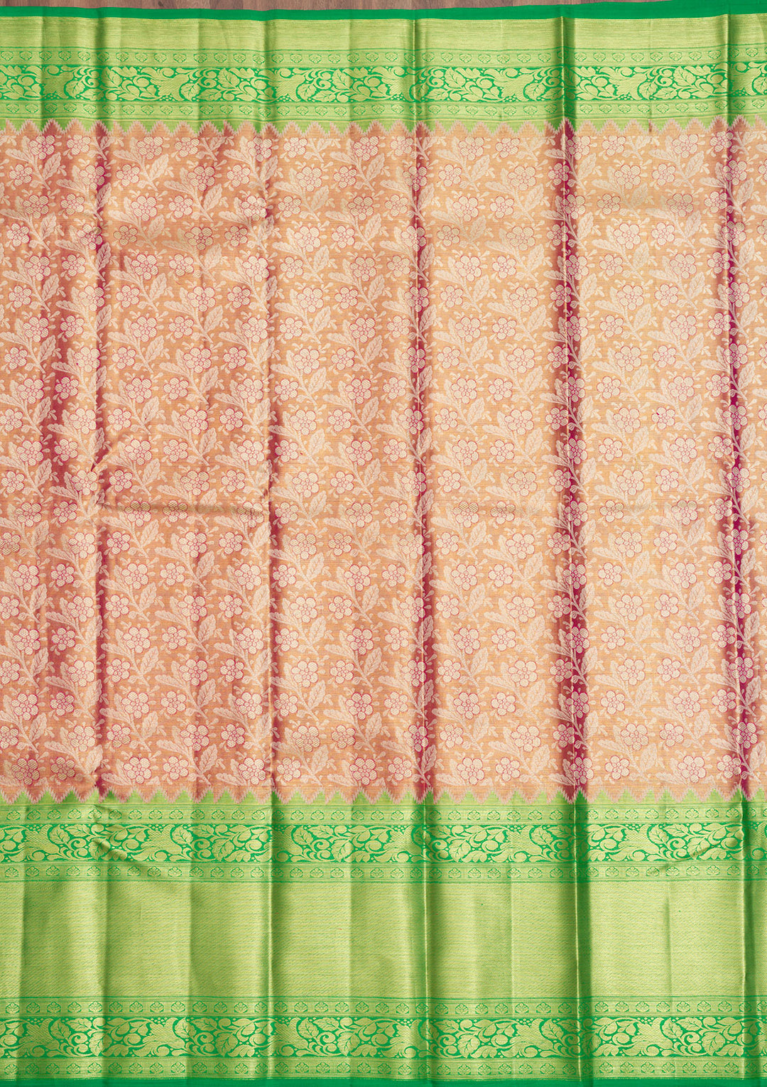 Peach Zariwork Kanjivaram Pure Silk Saree