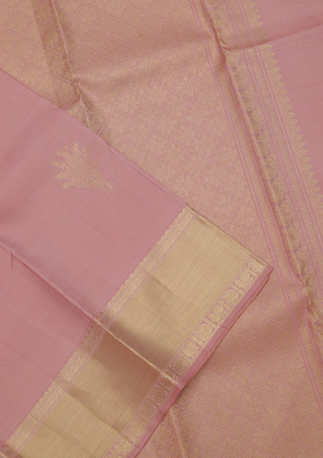 Peach Zariwork Pure Silk Saree