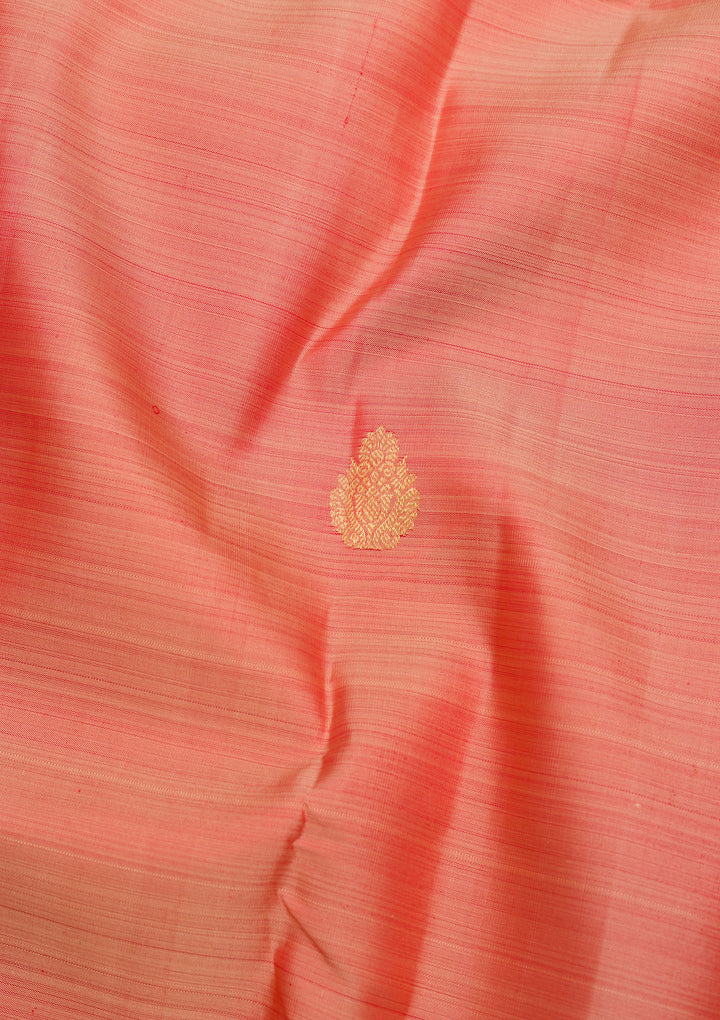 Peach Zariwork Banarasi Pure Silk Saree