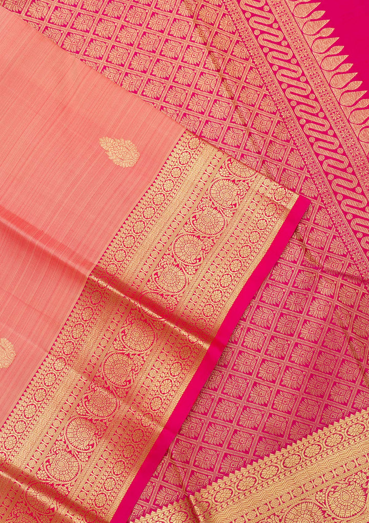 Peach Zariwork Banarasi Pure Silk Saree