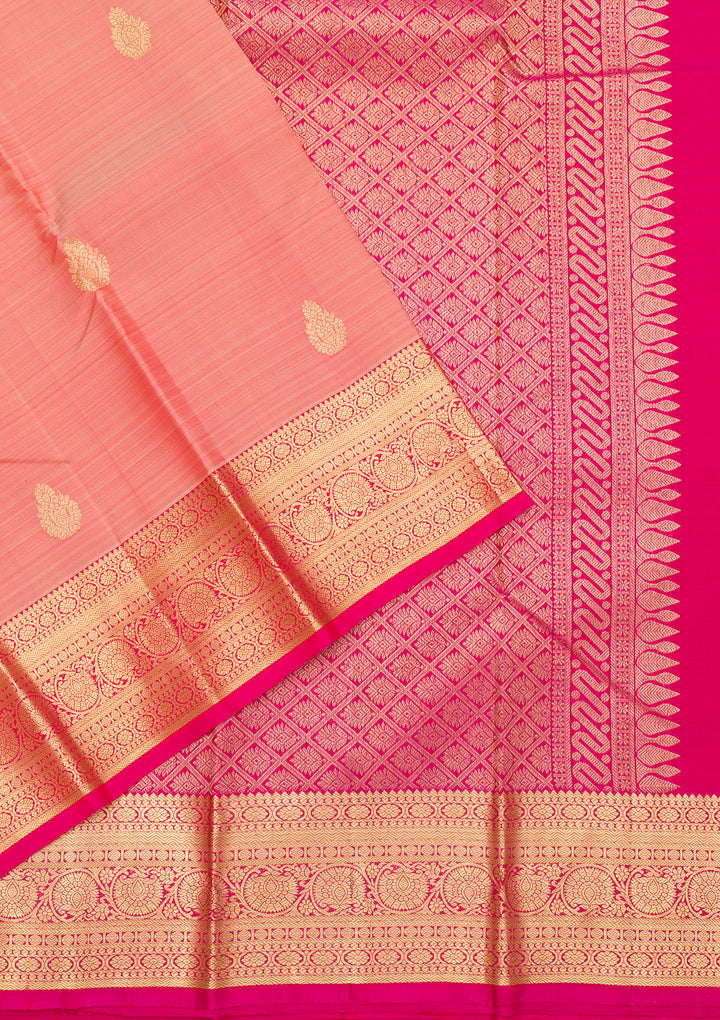Peach Zariwork Banarasi Pure Silk Saree