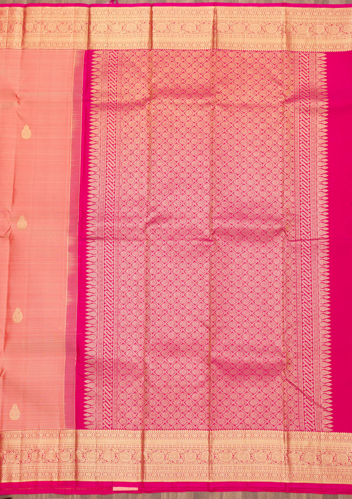 Peach Zariwork Banarasi Pure Silk Saree
