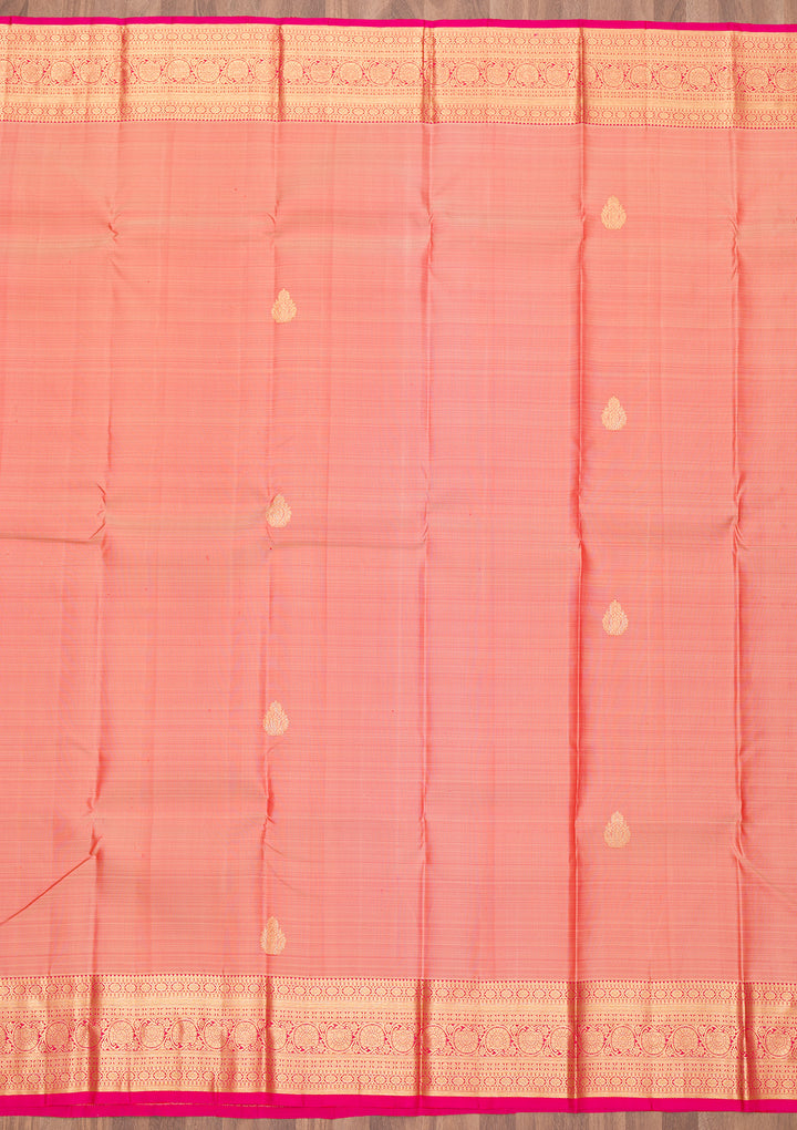 Peach Zariwork Banarasi Pure Silk Saree