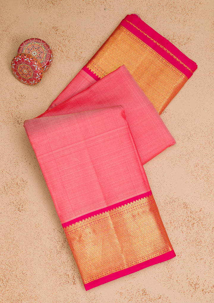 Peach Zariwork Kanjivaram Pure Silk Saree
