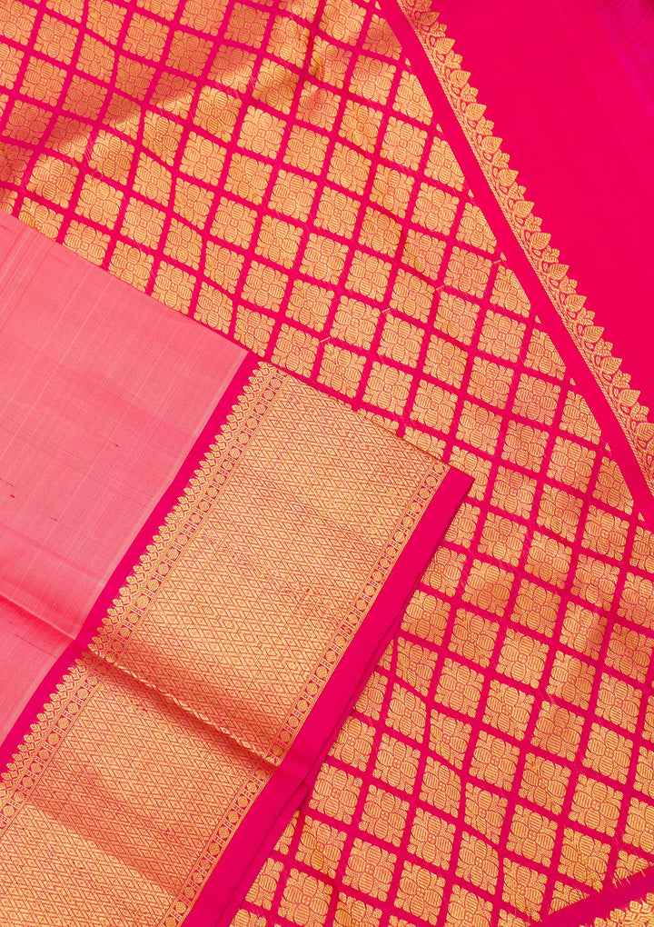 Peach Zariwork Kanjivaram Pure Silk Saree