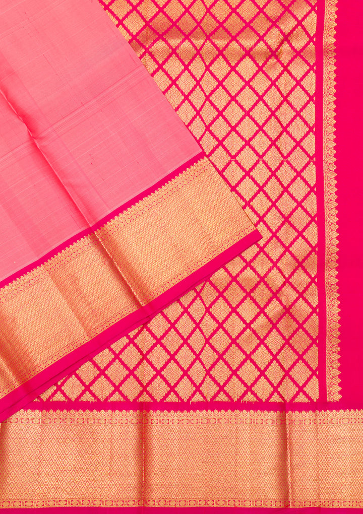Peach Zariwork Kanjivaram Pure Silk Saree