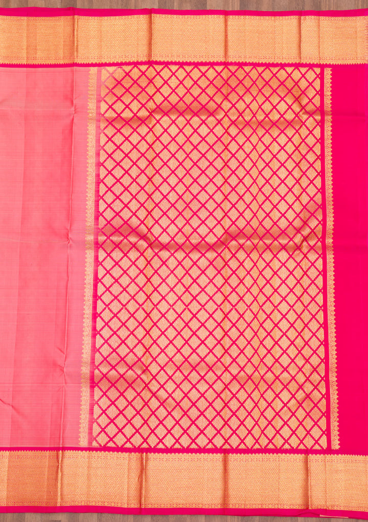 Peach Zariwork Kanjivaram Pure Silk Saree
