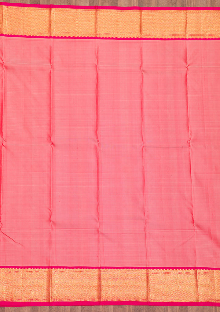 Peach Zariwork Kanjivaram Pure Silk Saree