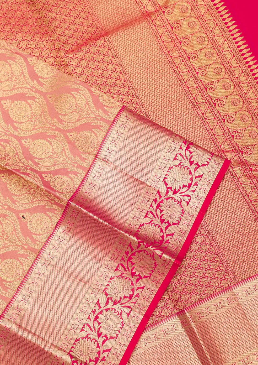 Peach Zariwork Kanjivaram Pure Silk Saree