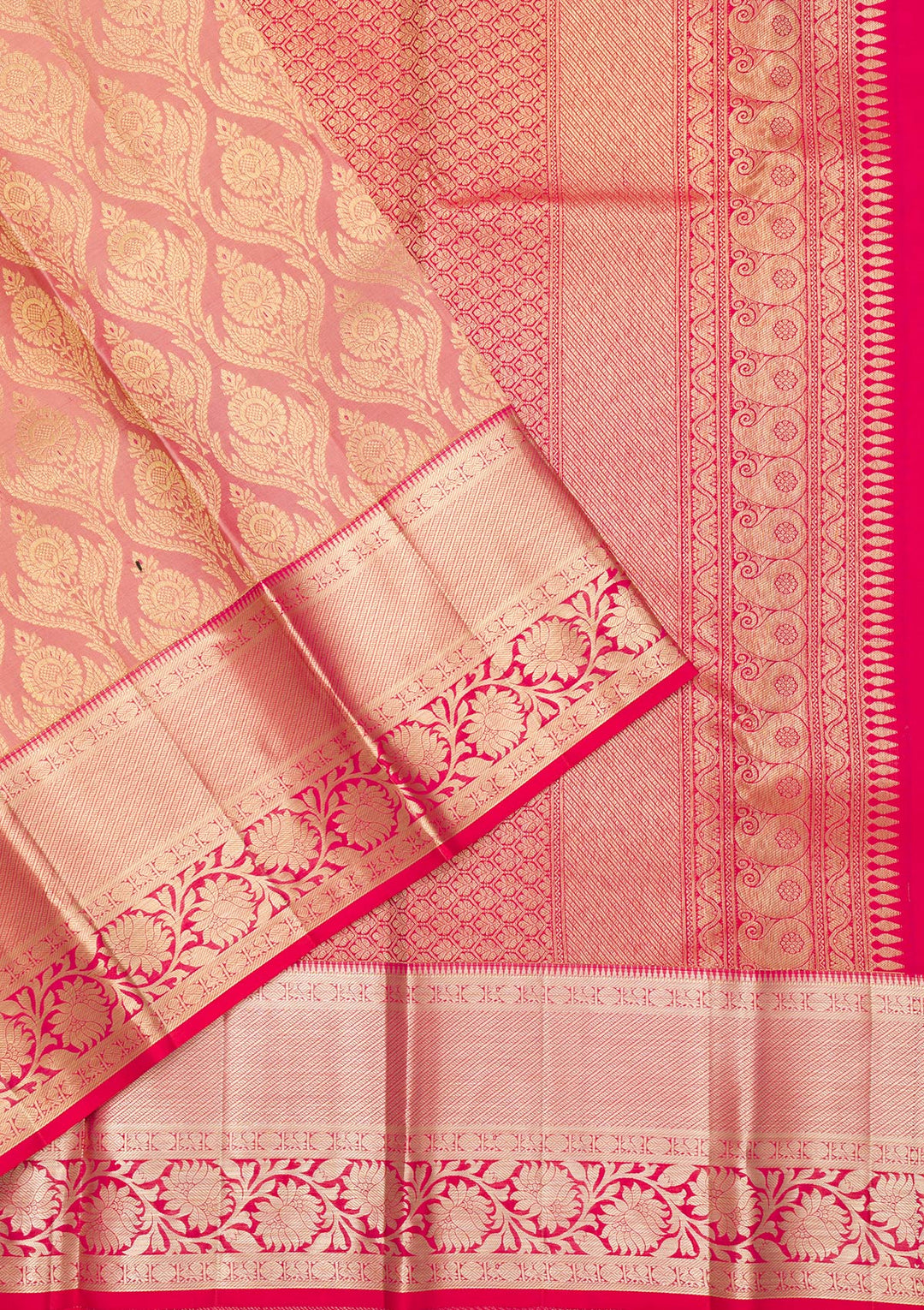 Peach Zariwork Kanjivaram Pure Silk Saree