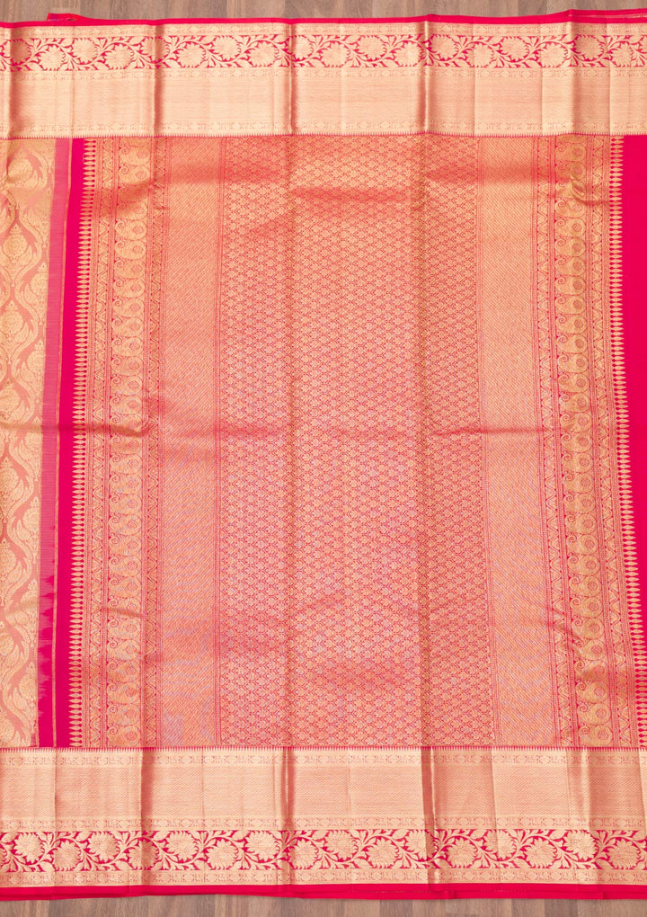 Peach Zariwork Kanjivaram Pure Silk Saree