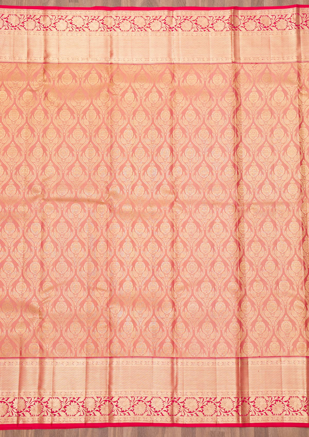 Peach Zariwork Kanjivaram Pure Silk Saree