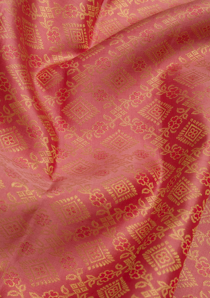 Peach Zariwork Pure Silk Saree