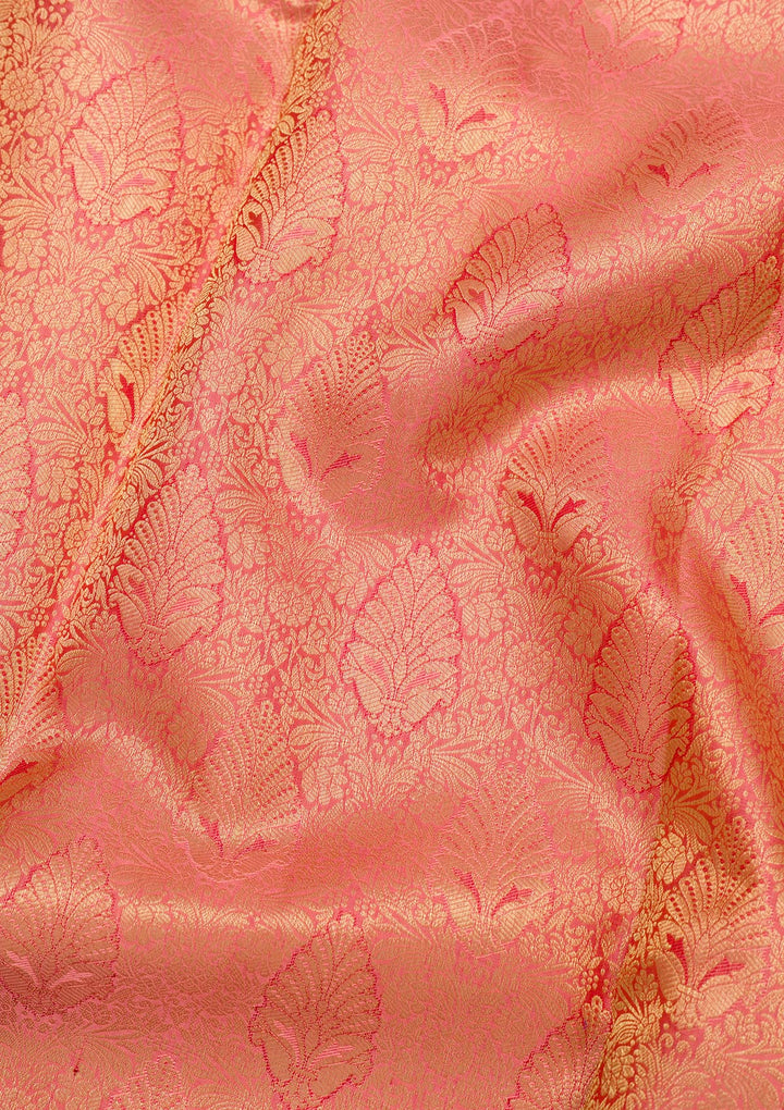 Peach Zariwork Kanjivaram Pure Silk Saree