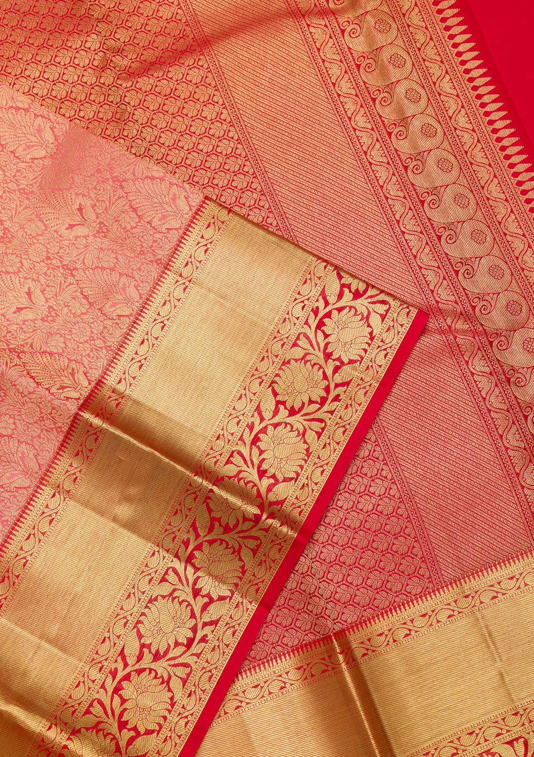 Peach Zariwork Kanjivaram Pure Silk Saree