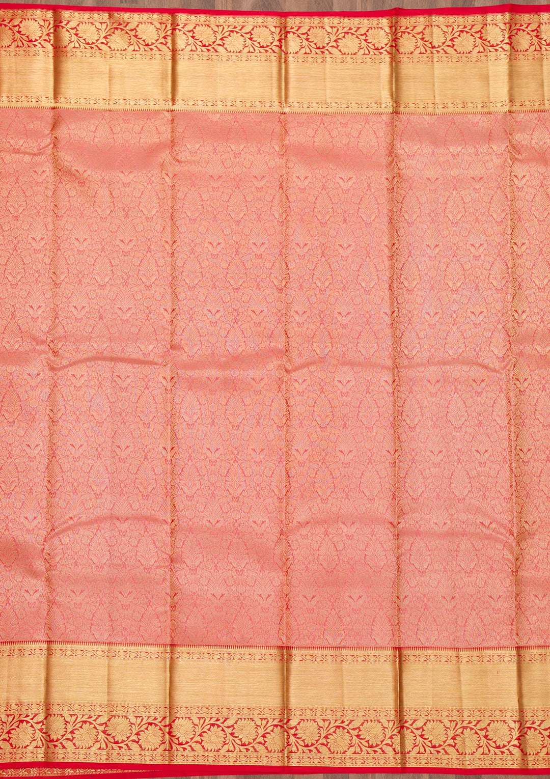 Peach Zariwork Kanjivaram Pure Silk Saree