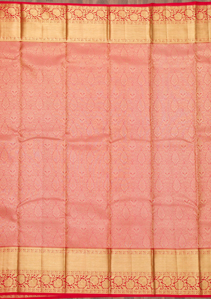 Peach Zariwork Kanjivaram Pure Silk Saree