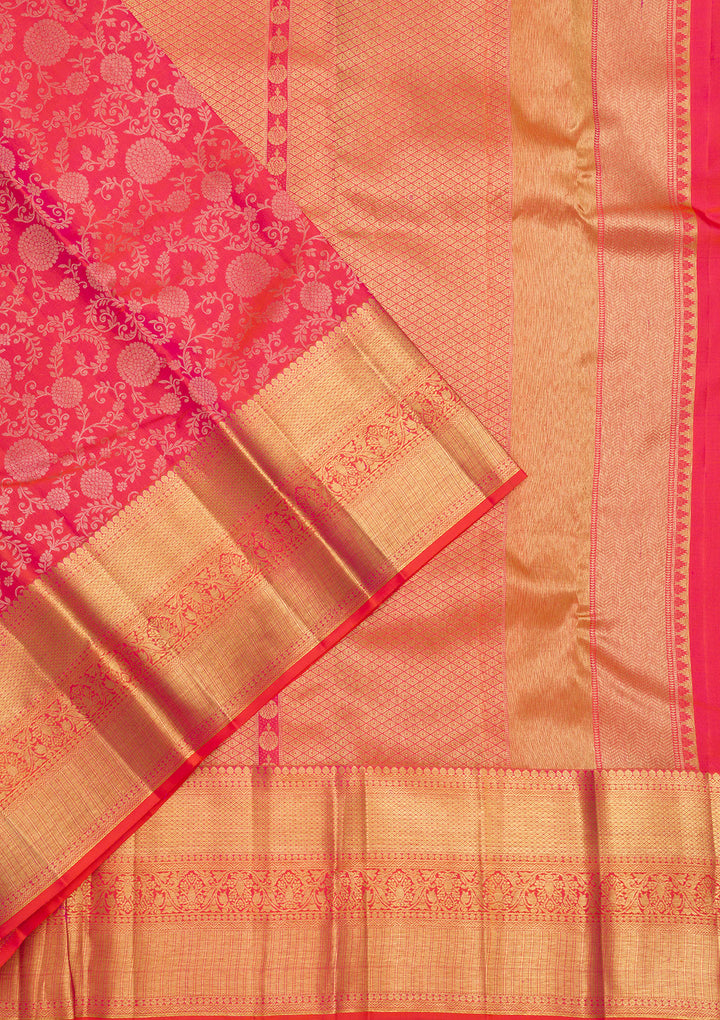 Peach Zariwork Pure Silk Saree