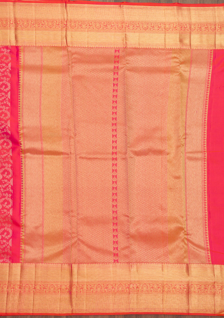 Peach Zariwork Pure Silk Saree