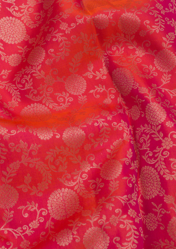 Peach Zariwork Pure Silk Saree