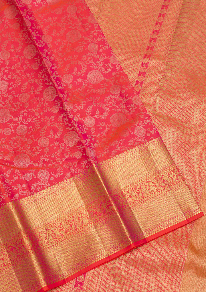 Peach Zariwork Pure Silk Saree