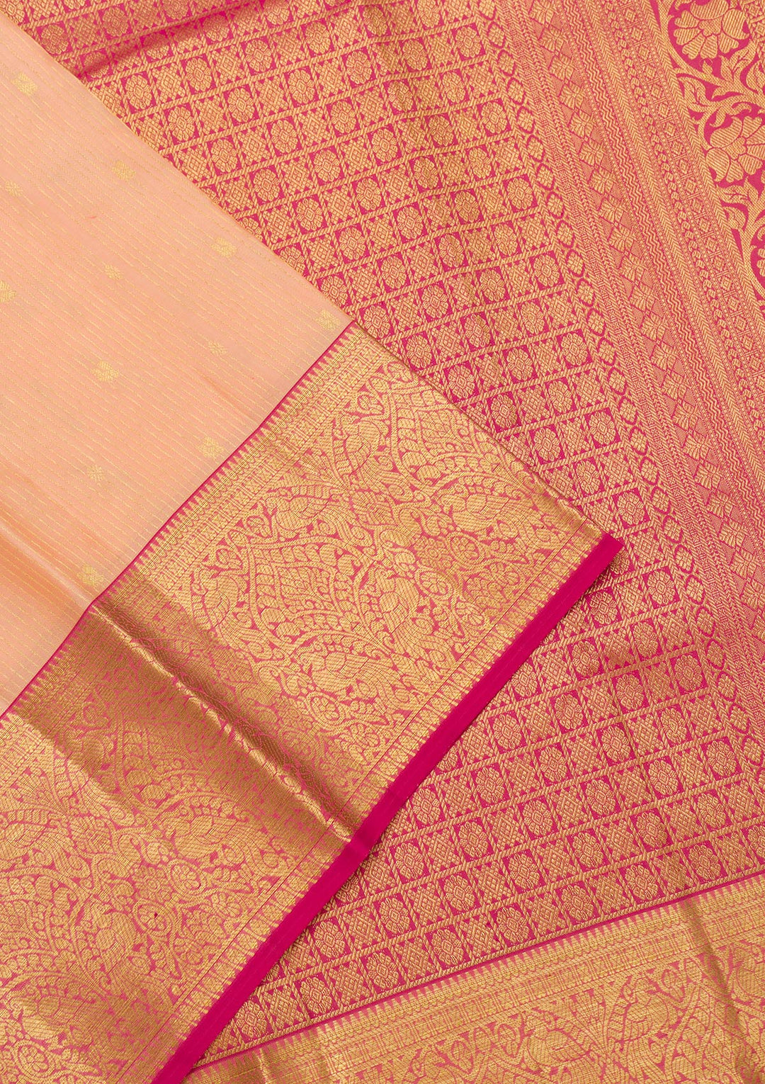 Peach Zariwork Kanjivaram Pure Silk Saree