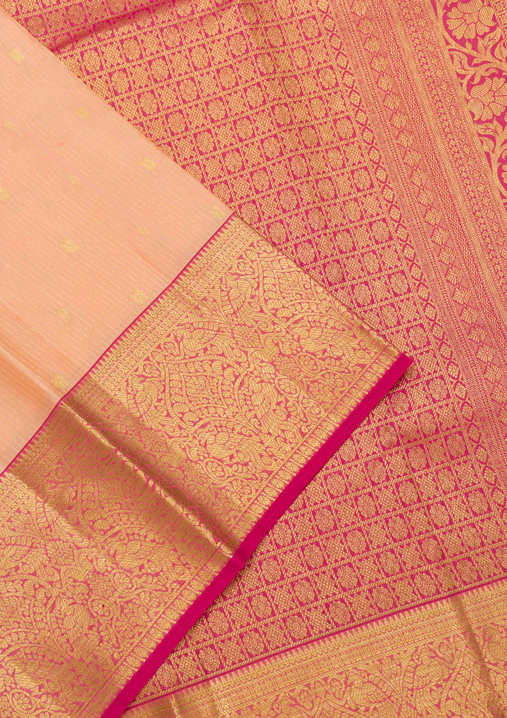 Peach Zariwork Kanjivaram Pure Silk Saree