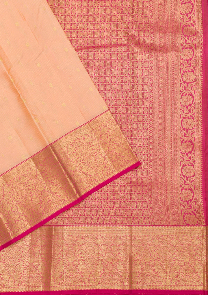 Peach Zariwork Kanjivaram Pure Silk Saree