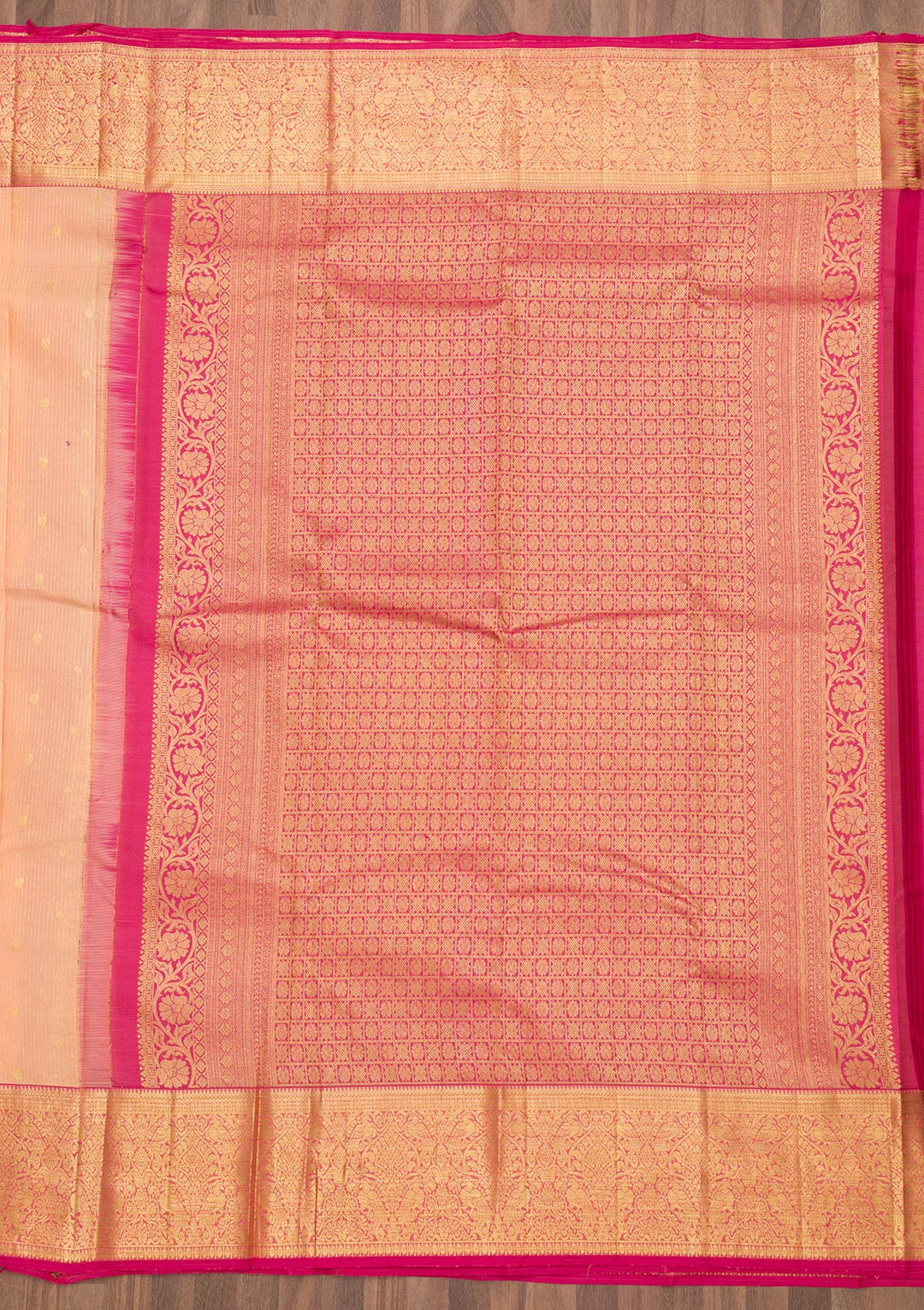 Peach Zariwork Kanjivaram Pure Silk Saree