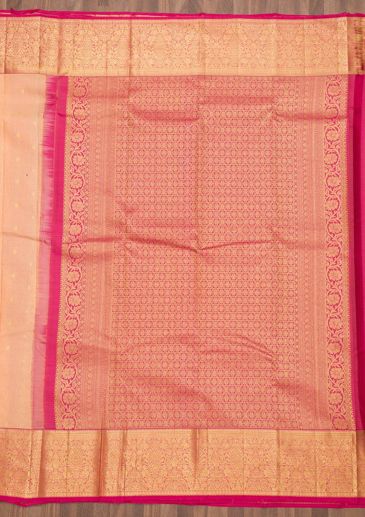 Peach Zariwork Kanjivaram Pure Silk Saree