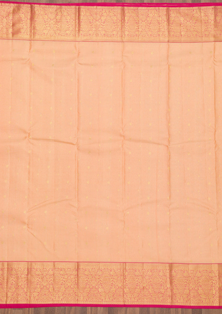 Peach Zariwork Kanjivaram Pure Silk Saree