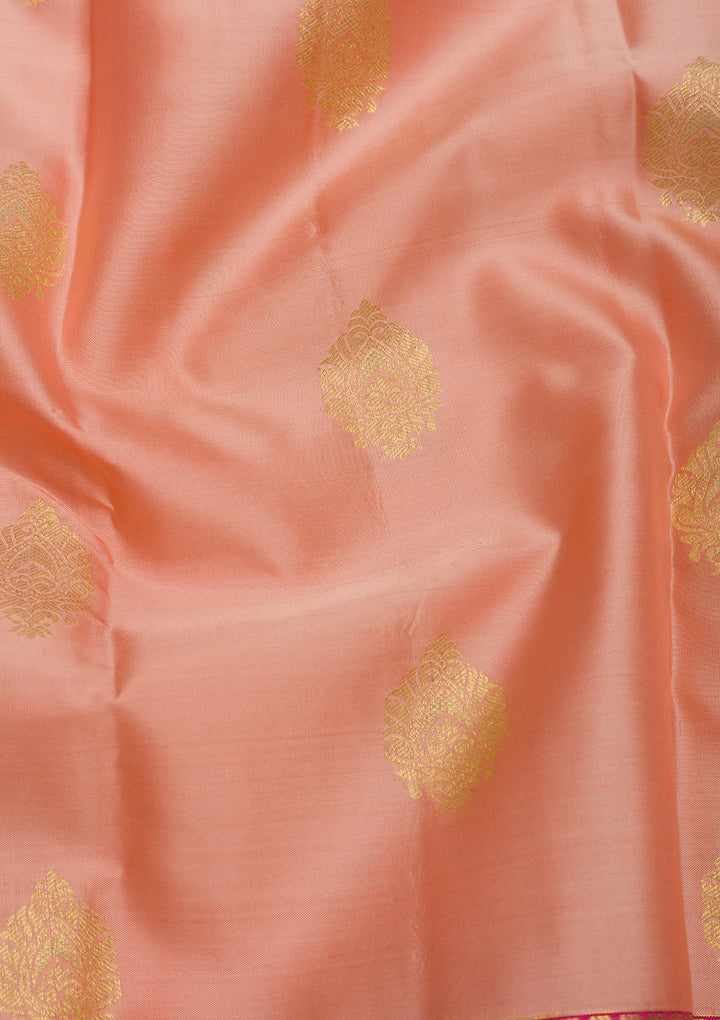Peach Zariwork Pure Silk Saree