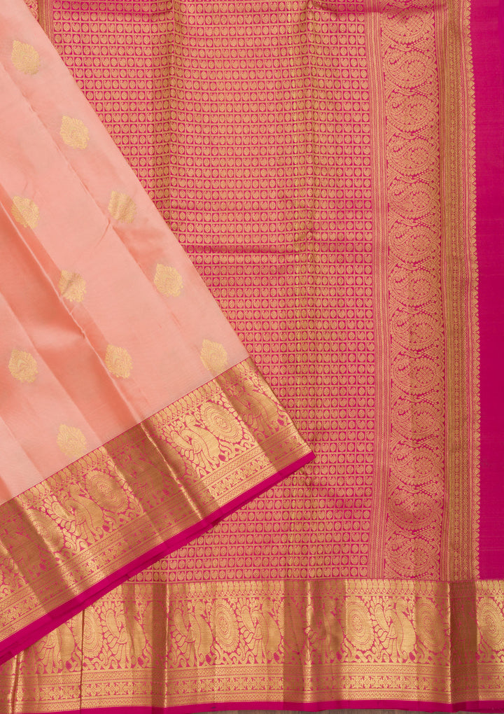Peach Zariwork Pure Silk Saree
