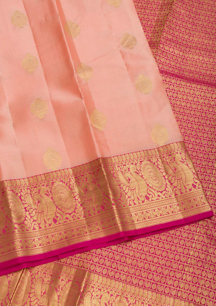 Peach Zariwork Pure Silk Saree