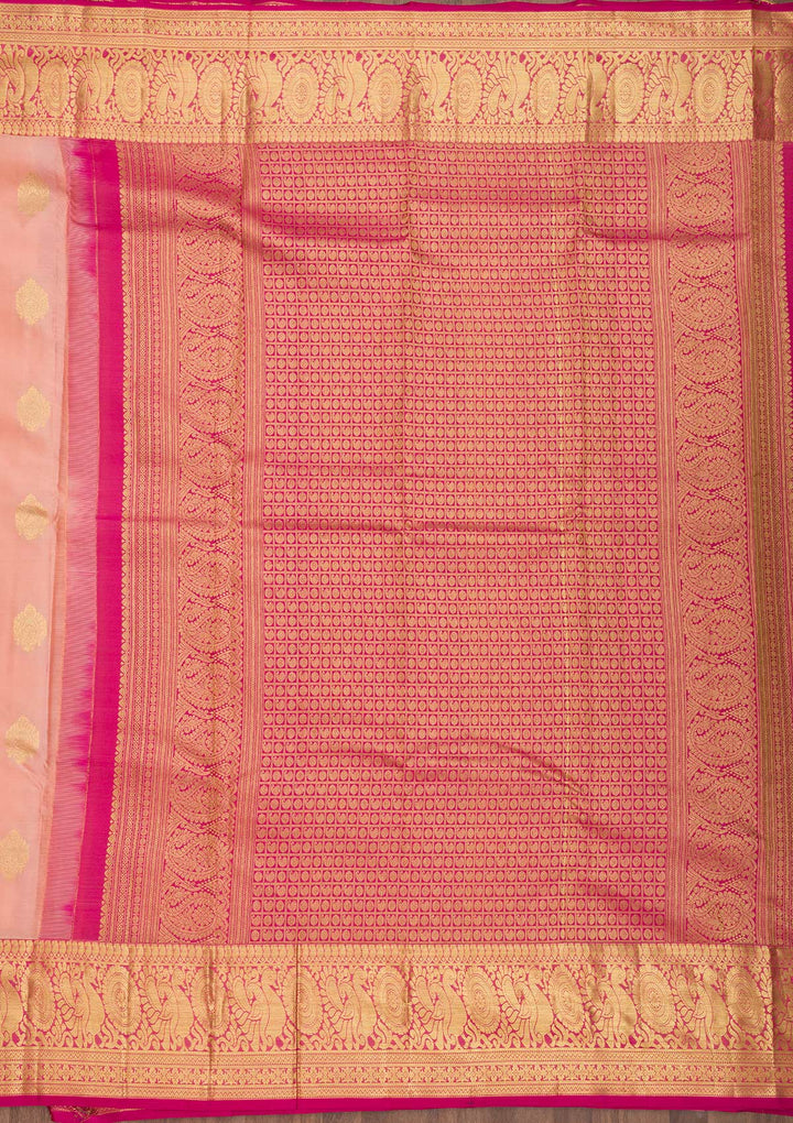 Peach Zariwork Pure Silk Saree