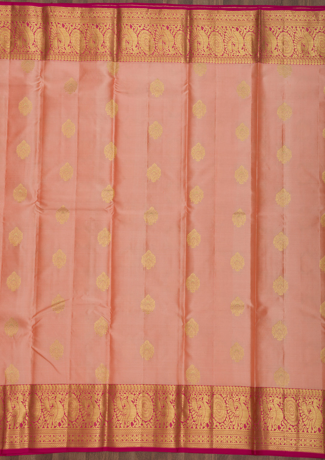 Peach Zariwork Pure Silk Saree