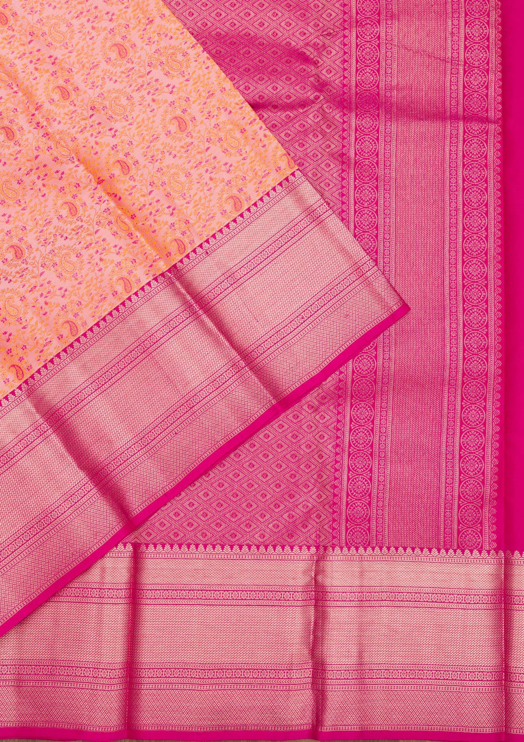 Peach Zariwork Pure Silk Saree