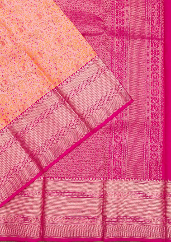 Peach Zariwork Pure Silk Saree