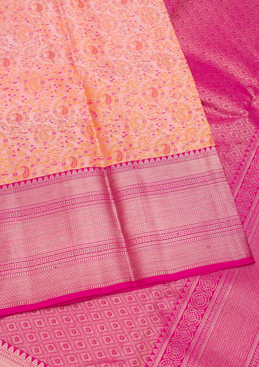 Peach Zariwork Pure Silk Saree