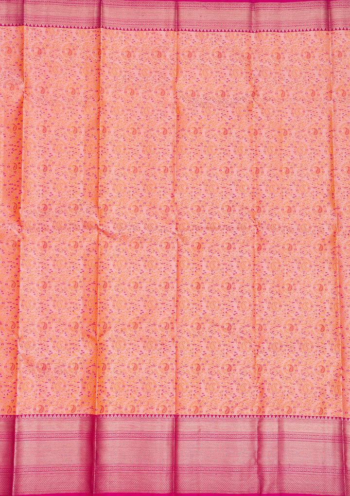Peach Zariwork Pure Silk Saree