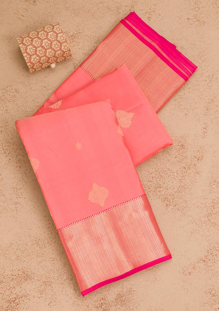 Peach Zariwork Pure Silk Saree