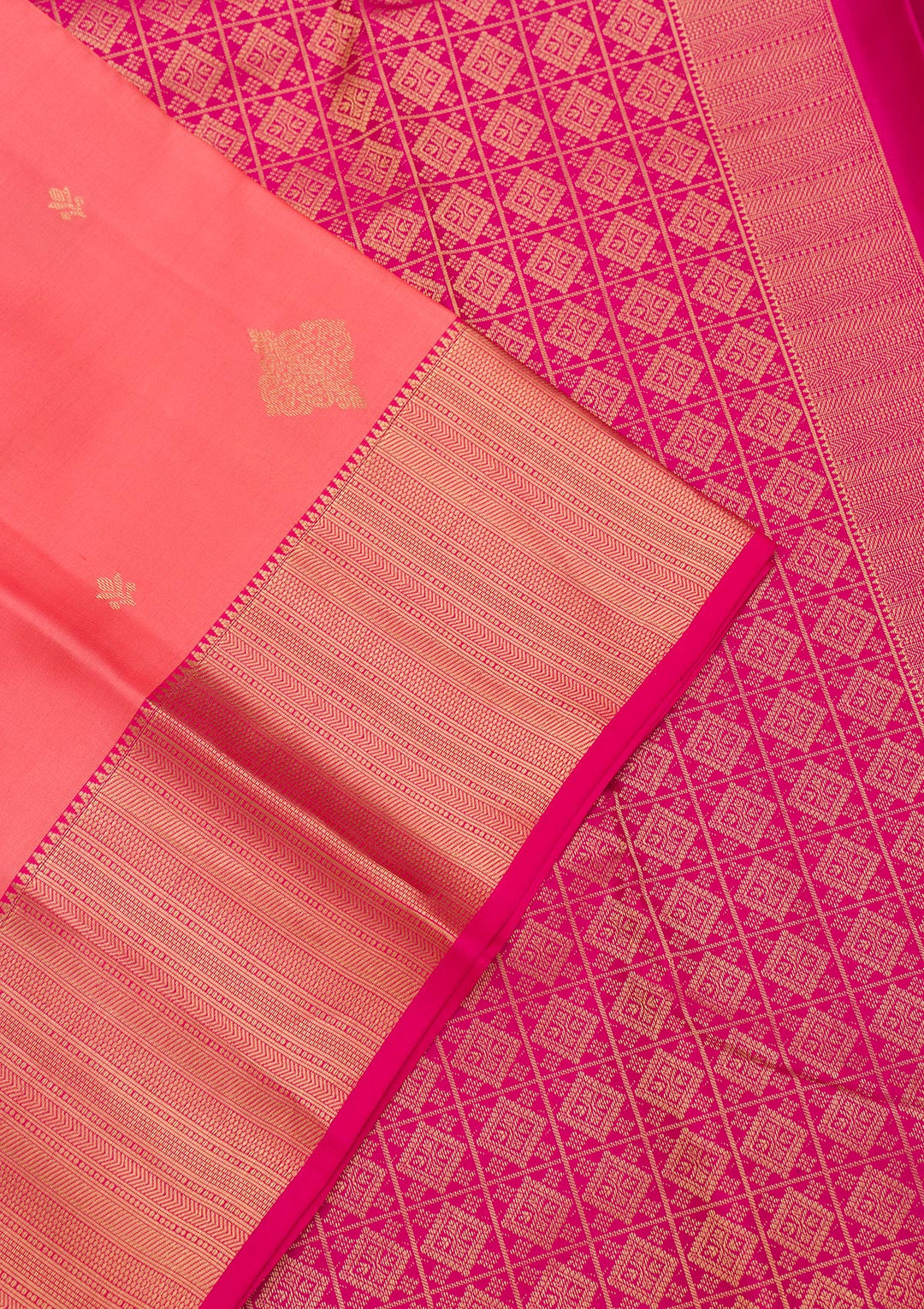 Peach Zariwork Pure Silk Saree