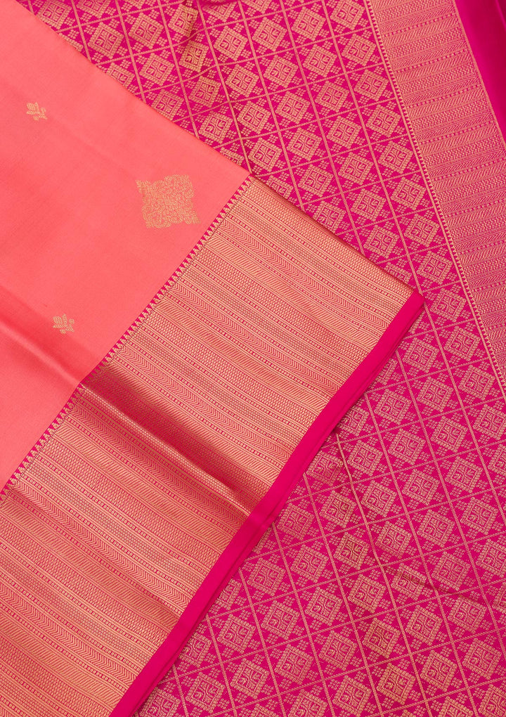 Peach Zariwork Pure Silk Saree