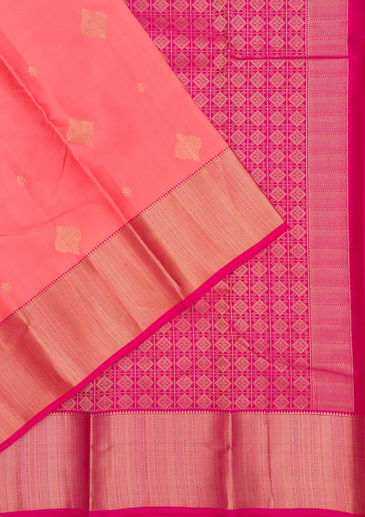 Peach Zariwork Pure Silk Saree